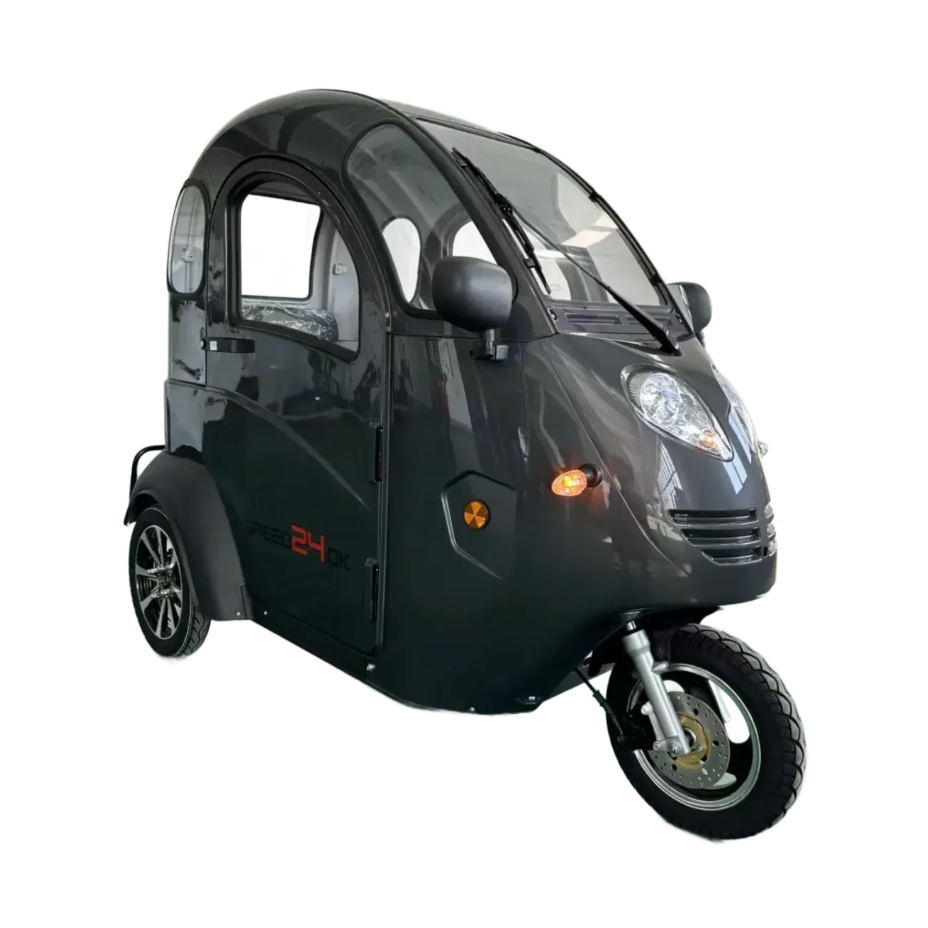Grå GreenCab kabinescooter med dobbelt batteripakke