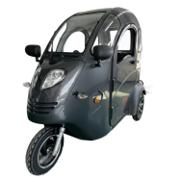 Grå GreenCab kabinescooter med lukket kabine set forfra