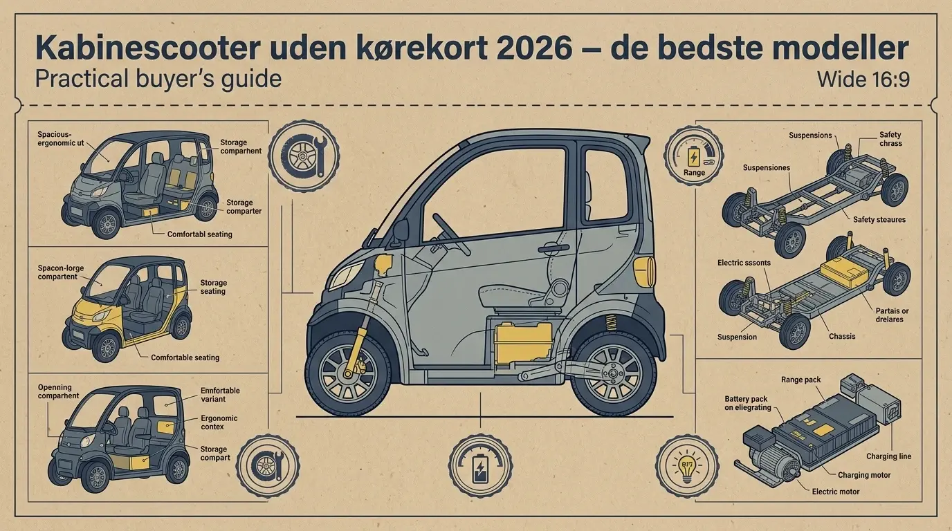 Kabinescooter uden kørekort 2026 – de bedste modeller