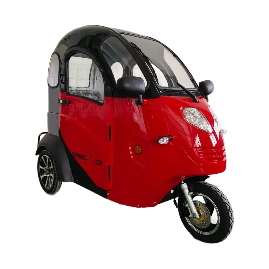 Rød og sort GreenCab kabinescooter med dobbelt batteripakke